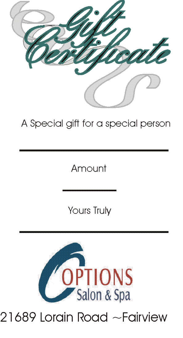 Options Salon Gift Certificate